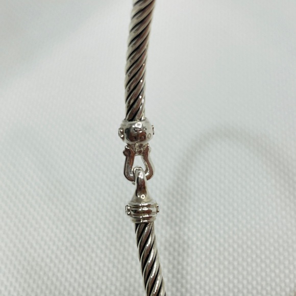 DAVID YURMAN 3mm Classic Cable Sterling Silver Diamond Buckle Bracelet Size S - Picture 3 of 10